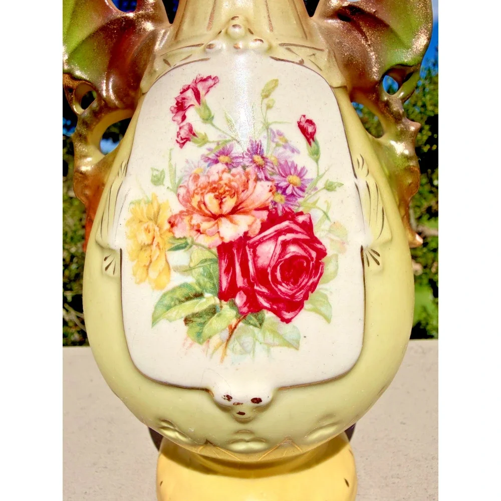 Antique Austrian Bohemian Art Nouveau Hand Painted Porcelain Vase 9